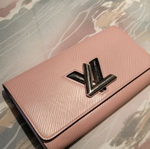 Louis Vuitton Epi Pink Portefeuille Twist Lock Magnolia Long Wallet